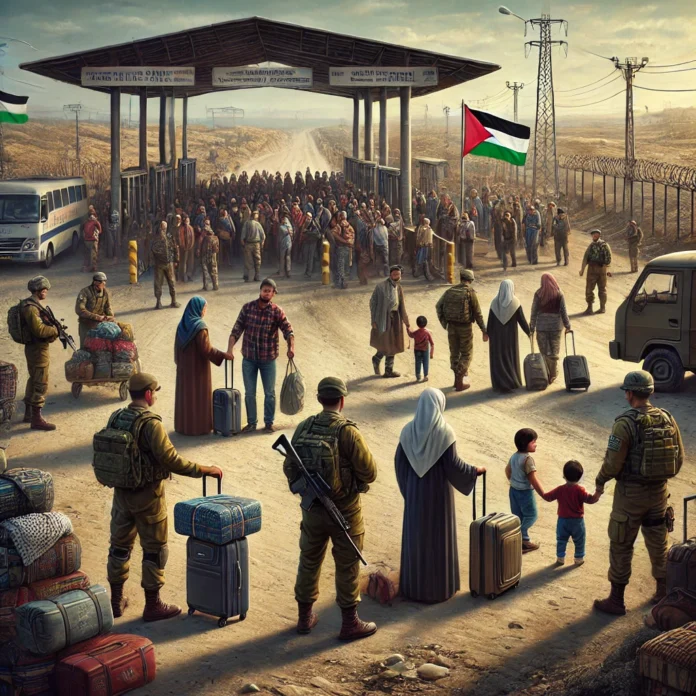 Palestinians leaving Gaza