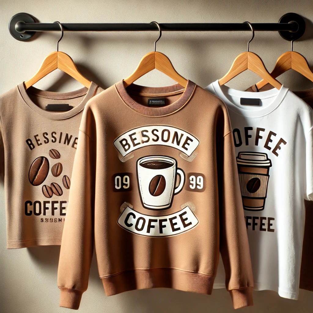 a trendy coffee-themed t-shirt with a fun slogan