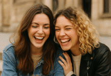 Best Comments to Leave on Best Friends Instagram (Funny, Heartfelt & Unique) Two best friends laughing together while looking at a smartphone—best comments to leave on best friends Instagram